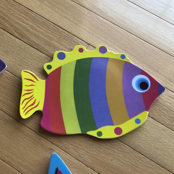 LOT 4 Fish Sailboat colorful small plates indoor outdoor beach nautical ocean - Picture 3 of 9